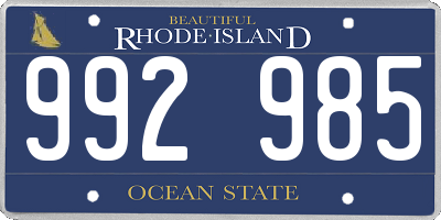 RI license plate 992985