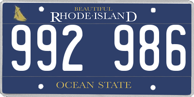 RI license plate 992986