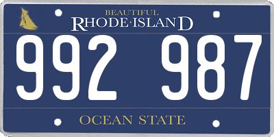 RI license plate 992987