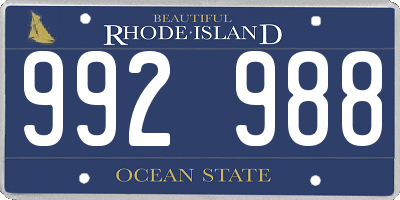 RI license plate 992988