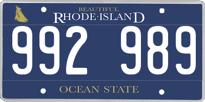 RI license plate 992989
