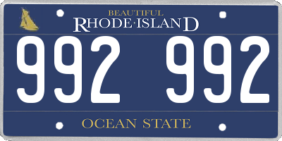 RI license plate 992992