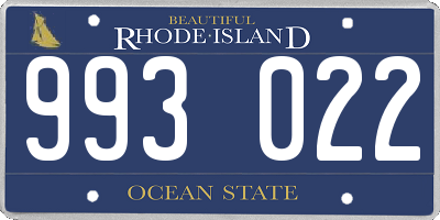 RI license plate 993022