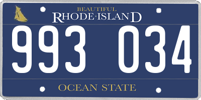 RI license plate 993034