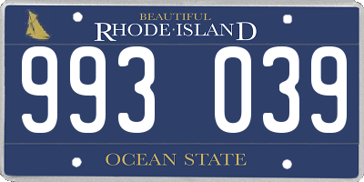 RI license plate 993039