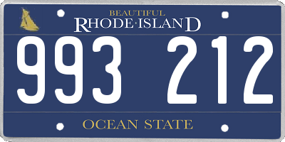 RI license plate 993212