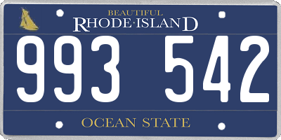 RI license plate 993542