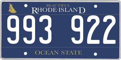 RI license plate 993922