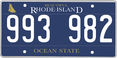 RI license plate 993982