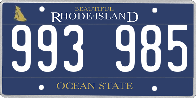 RI license plate 993985
