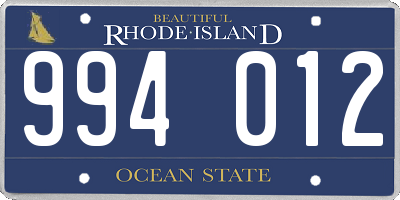 RI license plate 994012