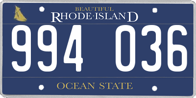 RI license plate 994036