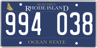 RI license plate 994038