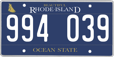 RI license plate 994039