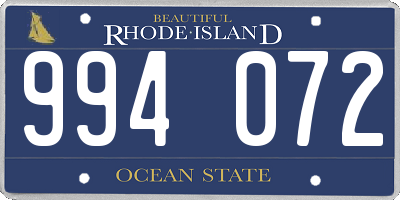 RI license plate 994072