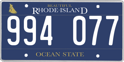 RI license plate 994077