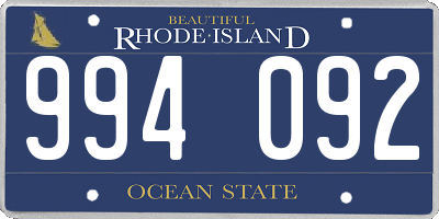 RI license plate 994092