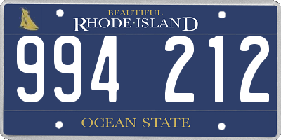 RI license plate 994212