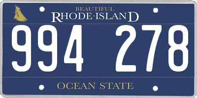 RI license plate 994278