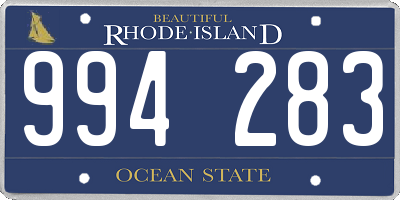 RI license plate 994283