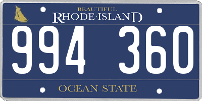 RI license plate 994360