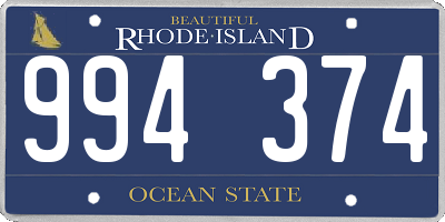 RI license plate 994374