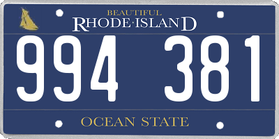 RI license plate 994381