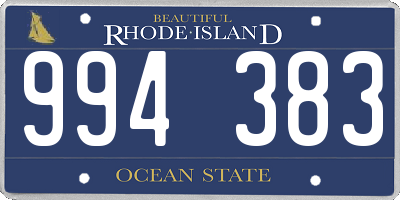RI license plate 994383