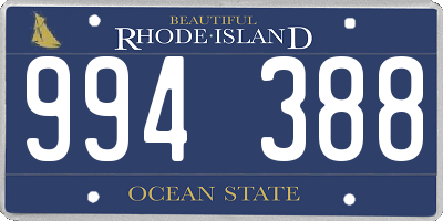 RI license plate 994388