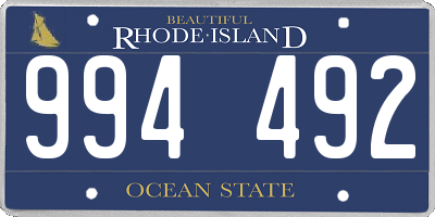 RI license plate 994492