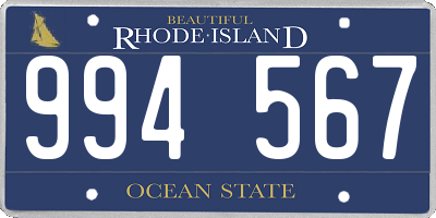 RI license plate 994567