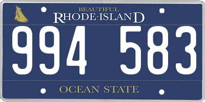 RI license plate 994583