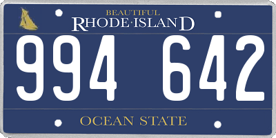 RI license plate 994642