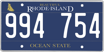 RI license plate 994754