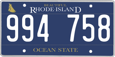 RI license plate 994758
