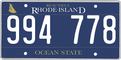 RI license plate 994778