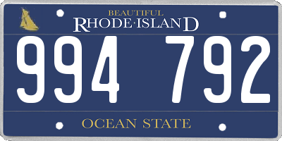 RI license plate 994792