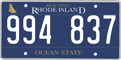 RI license plate 994837
