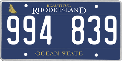RI license plate 994839
