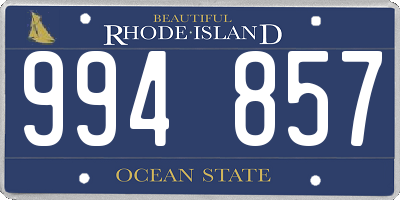 RI license plate 994857