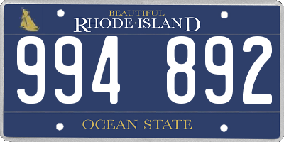 RI license plate 994892