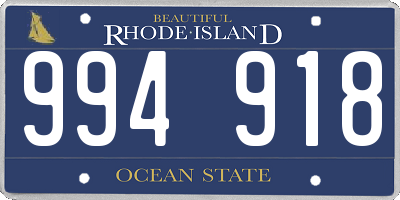 RI license plate 994918