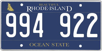 RI license plate 994922