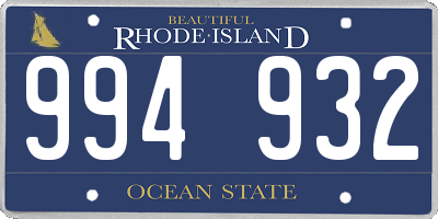 RI license plate 994932