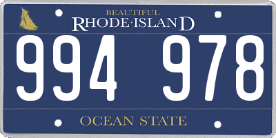 RI license plate 994978