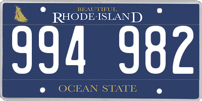 RI license plate 994982