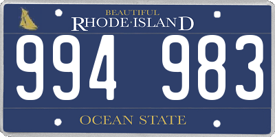 RI license plate 994983