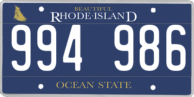 RI license plate 994986