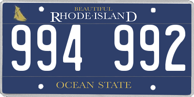 RI license plate 994992