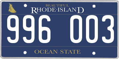 RI license plate 996003